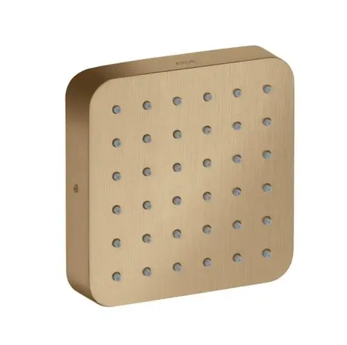 Brushed Bronze Quadrat mit 36 kleinen Düsen, gestaltet von AXOR. Unterputz-Ausführung für Dusche. Flache, quadratische Oberfläche ohne sichtbare Schrauben.